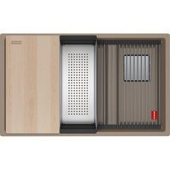 Кухонная мойка гранитная под столешницу Franke Kubus 2 KNG PRO 120 (125.0750.519) Миндаль (колландер, доска и коврик Rollmat в комплекте)