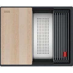 Кухонная гранитная мойка под столешницу Franke Kubus 2 KNG PRO 110-52 (125.0750.485) Оникс (колландер,доска и коврик Rollmat в комплекте)