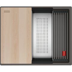 Кухонная мойка гранитная под столешницу Franke Kubus 2 KNG PRO 110-52 (125.0750.488) Серый сланец (колландер, доска и коврик Rollmat в комплекте)