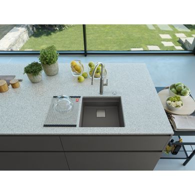 Кухонная мойка гранитная под столешницу Franke Kubus 2 KNG PRO 110-52 (125.0750.490) Серый камень (колландер, доска и коврик Rollmat в комплекте)