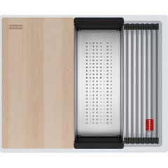 Кухонная мойка гранитная под столешницу Franke Kubus 2 KNG PRO 110-52 (125.0750.493) Белый (колландер, доска и коврик Rollmat в комплекте)