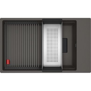 Кухонна мийка гранітна під стійку Franke Kubus 2 KNG 110-62 (125.0750.756) Сірий сланець BLACK EDITION (килимок Rollmat, аксесуари Color Line в комплекті)