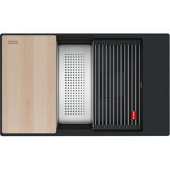 Кухонная мойка гранитная под столешницу Franke Kubus 2 KNG PRO 110-62 (125.0750.496) Черный матовый BLACK EDITION (колландер,доска и коврик Rollmat, аксессуары Color Line в комплекте)