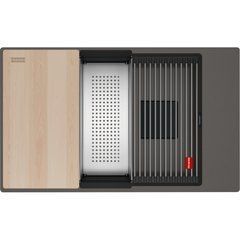 Кухонная мойка гранитная под столешницу Franke Kubus 2 KNG PRO 110-62 (125.0750.498) Серый сланец BLACK EDITION (колондер,доска и коврик Rollmat, аксессуары Color Line в комплекте)