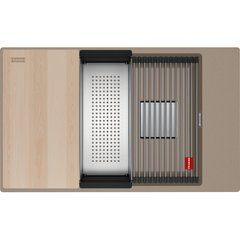 Кухонная мойка гранитная под столешницу Franke Kubus 2 KNG PRO 110-62 (125.0750.511) Миндаль (колландер, доска и коврик Rollmat в комплекте)