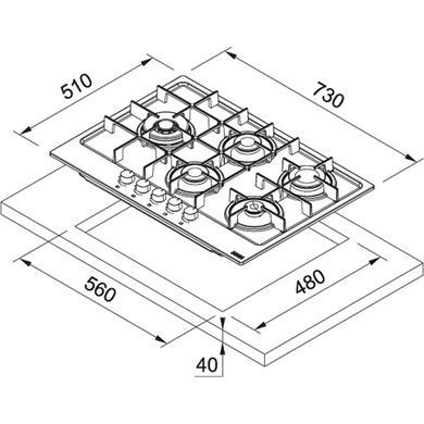 Газова варильна поверхня Franke Maris FHMA 755 4G DCL OY C (106.0554.382) Нержавіюча сталь полірована, 5 конфорок