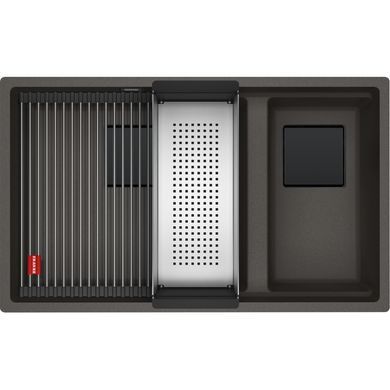 Кухонная мойка гранитная под столешницу Franke Kubus 2 KNG 120 (125.0750.765) Серый сланец BLACK EDITION (коврик Rollmat, аксессуары Color Line в комплекте)