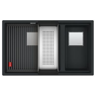 Кухонная мойка гранитная под столешницу Franke Kubus 2 KNG 120 (125.0750.762) Черный матовый (коврик Rollmat в комплекте)