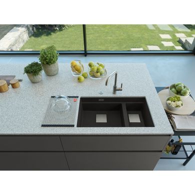 Кухонна мийка гранітна під стільницю Franke Kubus 2 KNG 120 (125.0750.761) Онікс (килимок Rollmat в комплекті)