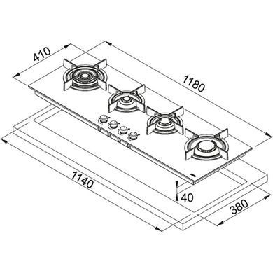 Газовая варочная поверхность Franke Сrystal FHCR 1204 4G TC HE BK C (106.0374.292) Чорне скло, 4 конфорки
