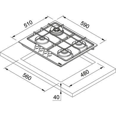 Газова варильна поверхня Franke Smart FHSM 604 3G DC XS C (106.0554.391) нерж.ст., 4 конфорки, чавун.решітки