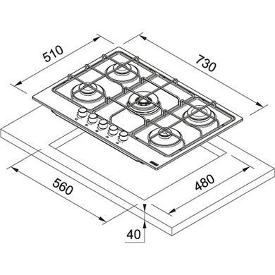 Газова варильна поверхня Franke Smart FHSM 755 4G DC OA E (106.0554.392) бежевий, 5 конфорок, емал.решітки