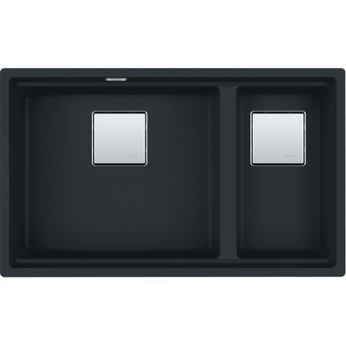Кухонная мойка гранитная под столешницу Franke Kubus 2 KNG PRO 120 (125.0750.514) Черный матовый (колландер, доска и коврик Rollmat в комплекте)