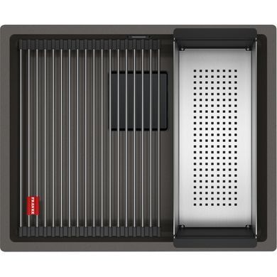 Кухонная мойка гранитная под столешницу Franke Kubus 2 KNG 110-52 (125.0750.727) Серый сланец BLACK EDITION (коврик Rollmat, аксессуары Color Line в комплекте)